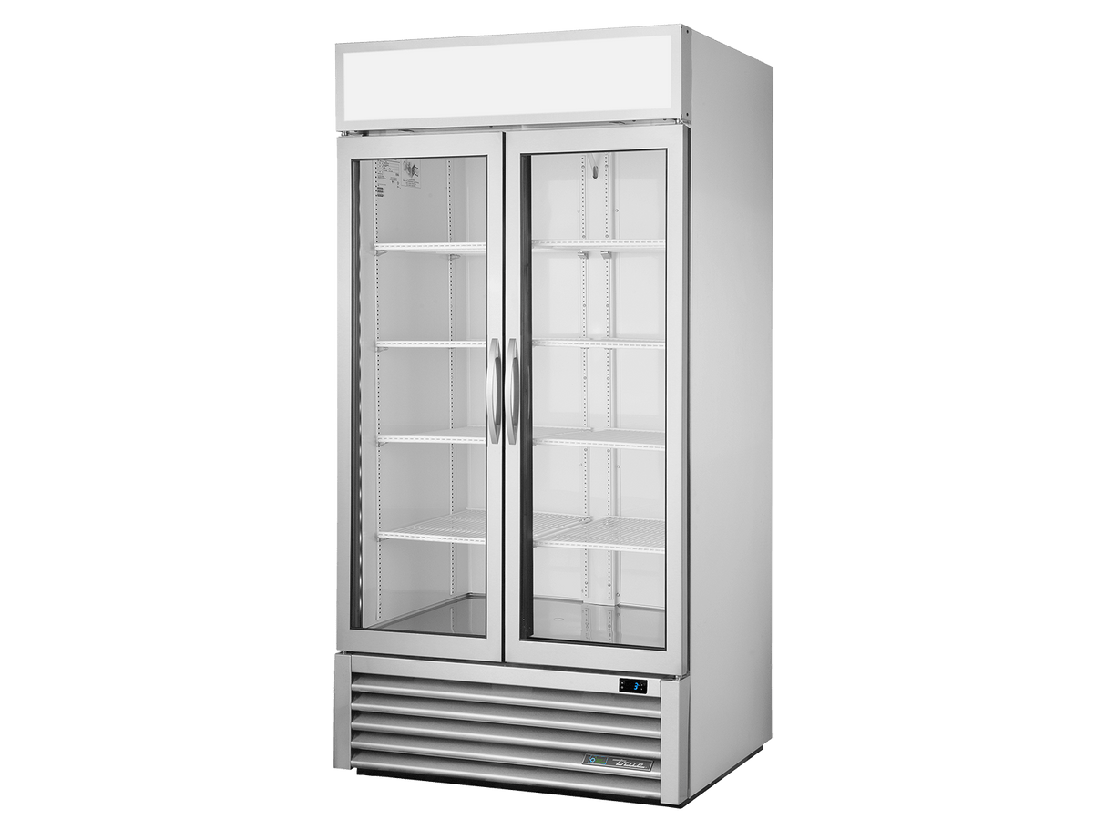 True Refrigeration Upright Retail Merchandiser Refrigerator 2 Full Glass Swing Doors - GDM - 35 - HC - FGD01 - Whisk Hospitality - GDM-35-HC-FGD01