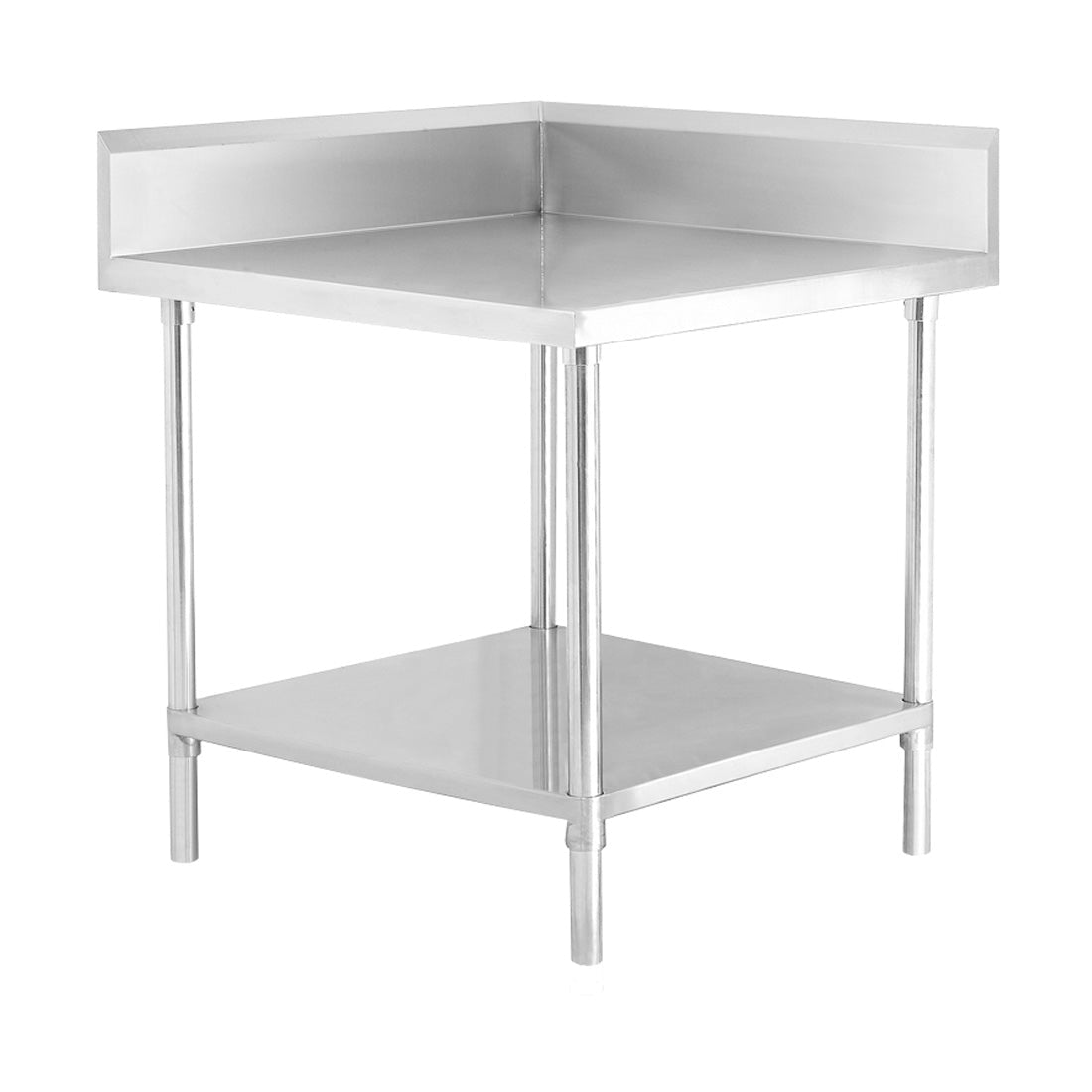 WBCB7 - 0700/A Corner Workbench,150mm Splashback & Undershelf 700x700x900mm - Whisk Hospitality - WBCB7-0700/A