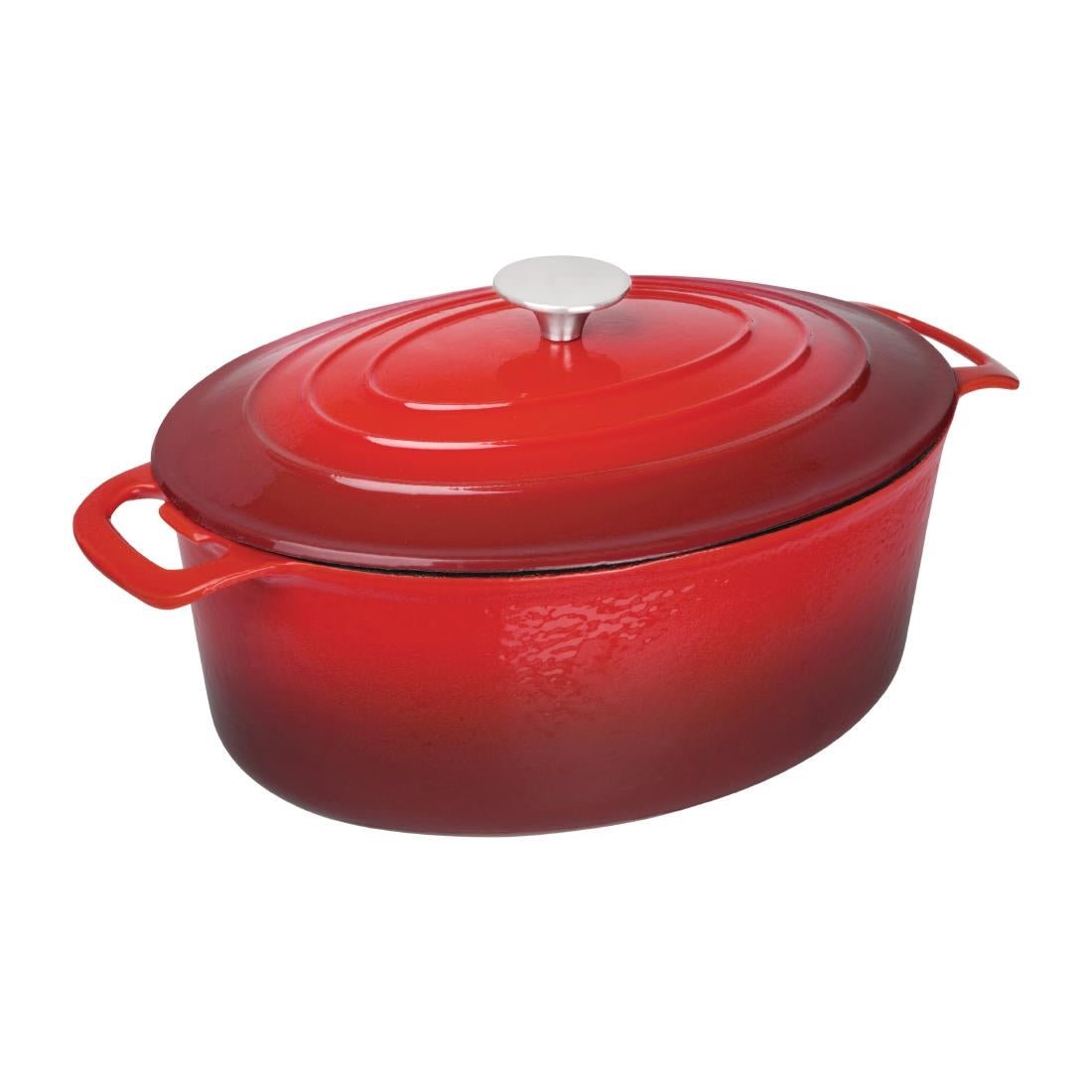 Vogue Oval Casserole Red - 125x230x305mm 6Ltr GH314 - Whisk Hospitality - GH314