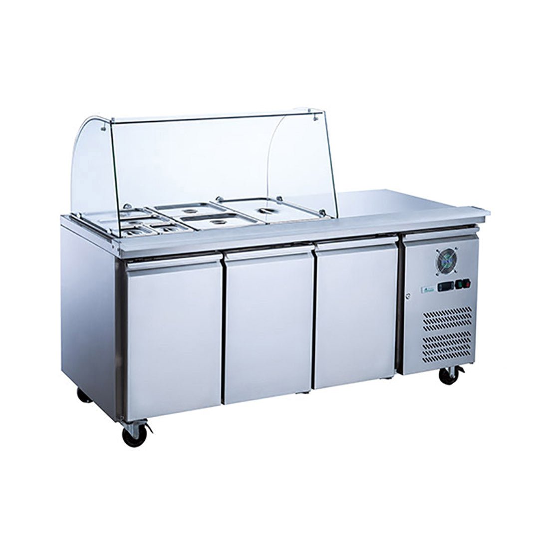 FED - X Three Door Salad Prep Fridge with Curve Glass Top - XTHP3100SALGC - Whisk Hospitality - XTHP3100SALGC