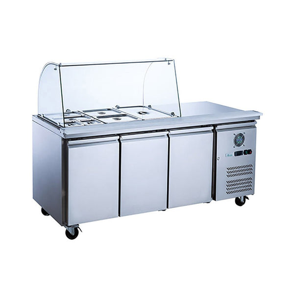 FED - X Three Door Salad Prep Fridge with Curve Glass Top - XTHP3100SALGC - Whisk Hospitality - XTHP3100SALGC