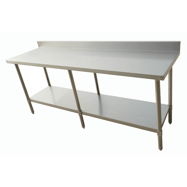 2400 - 6 - WBB Economic 304 Grade Stainless Steel Table with splashback 2400x600x900 - 6 legs - Whisk Hospitality - 2400-6-WBB