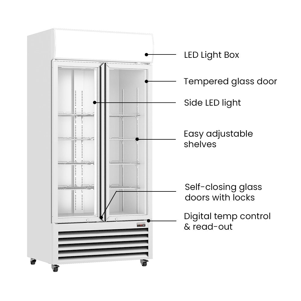 Thermaster Double Glass Door Colourbond Upright Drink Fridge - LG - 580P - Whisk Hospitality - LG-580P