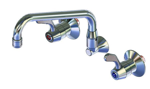 YX315XYP112 Yellow Tapware Wall Mount Sink Set with 300mm Swing Aerated Spout & 1/4 turn levers LIMITED STOCK – SEE JETSTREAM ALTERNATIVES - Whisk Hospitality - YX315XYP112
