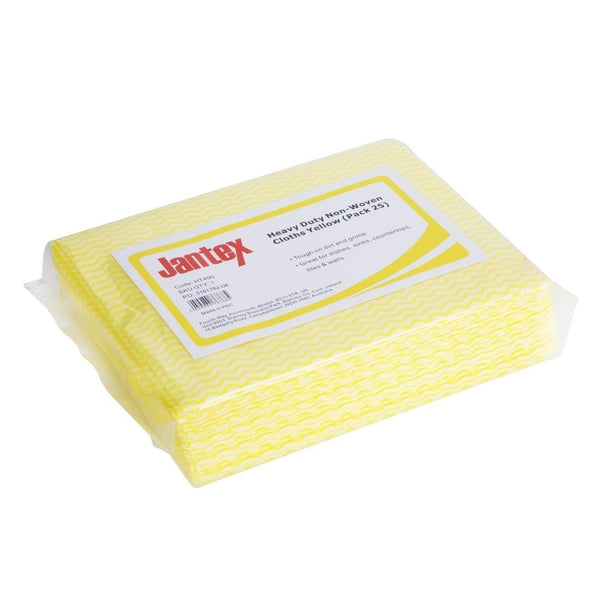 Jantex Heavy Duty Non - Woven Cloths Yellow (Pack 25) HT490 - Whisk Hospitality - HT490