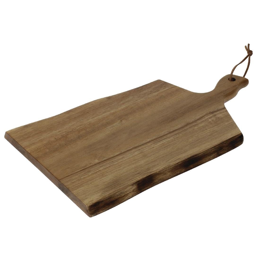 Olympia Acacia Wavy Edge Paddle Board Small 305x215x15mm - 75mm handle GM263 - Whisk Hospitality - GM263