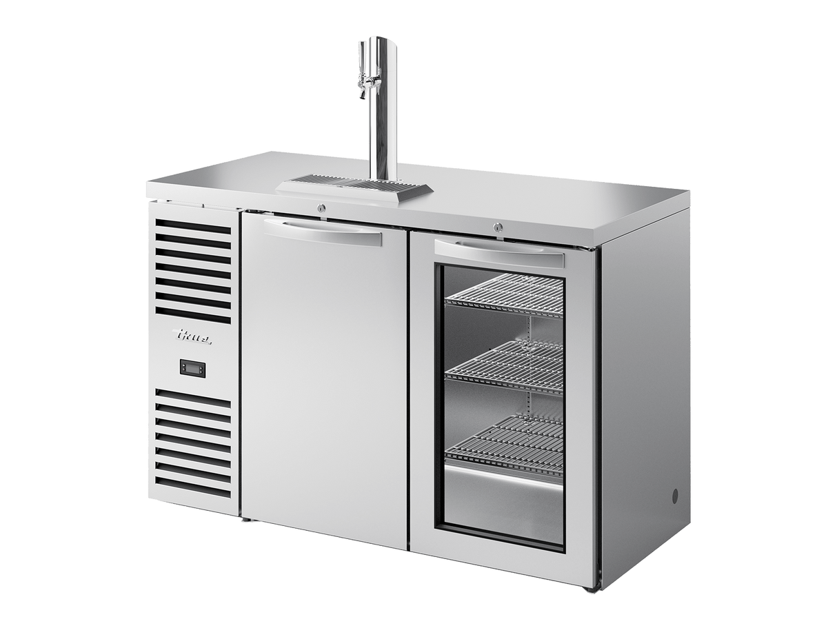 True Refrigeration Keg Chiller / Dispenser Stainless Steel Ext 1 Solid Swing Door + 1 Glass Swing Door - TDR52 - RISZ1 - L - S - SG - 2 - Whisk Hospitality - TDR52-RISZ1-L-S-SG-2