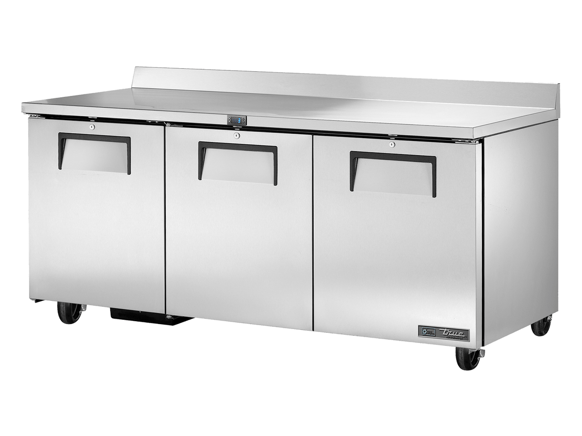 True Refrigeration Worktop Counter Refrigerator 3 Solid Swing Doors - TWT - 72 - HC - Whisk Hospitality - TWT-72-HC