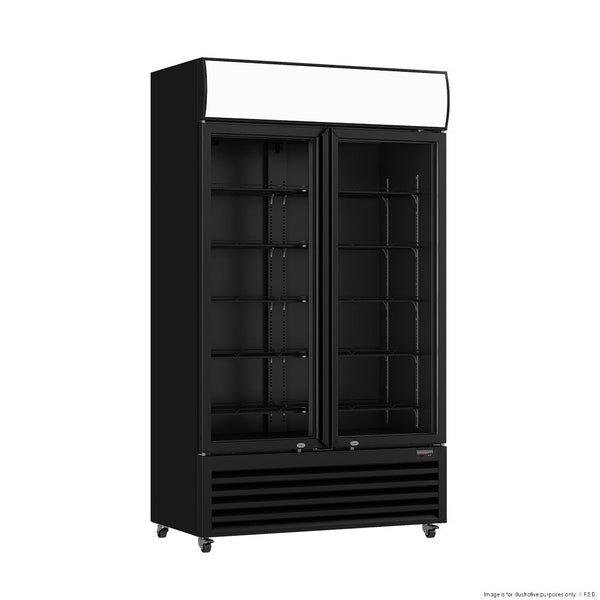Thermaster Colourbond Upright Beverage Fridge 2 Doors Black LG-1000BP - Whisk Hospitality - LG-1000BP