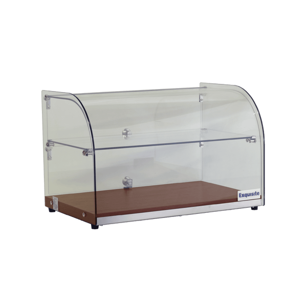 Exquisite Two Tiers Curved Glass Ambient Cake Display β Elegant Walnut - CD45-W - Whisk Hospitality - CD45-W