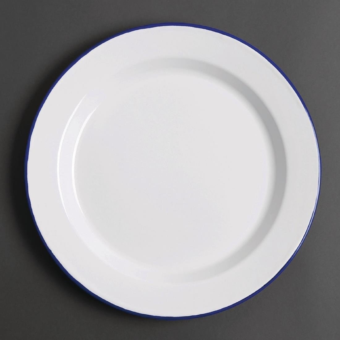 Olympia Enamel White/Blue Dinner Plate - 300mm 12" (Box 6) DC388 - Whisk Hospitality - DC388