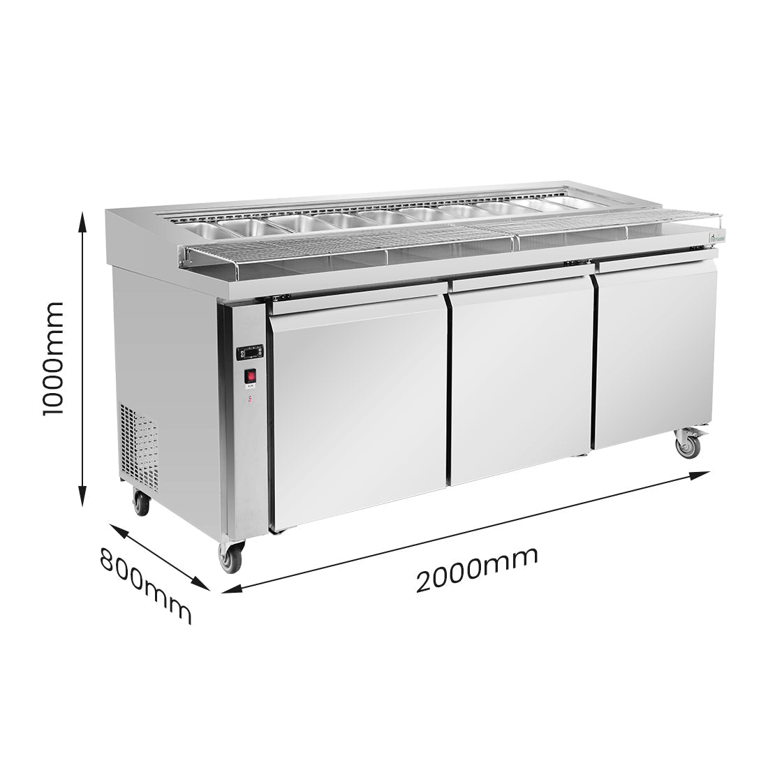 Thermaster Three door DELUXE Pizza Prep Bench - PWB200 - Whisk Hospitality - PWB200