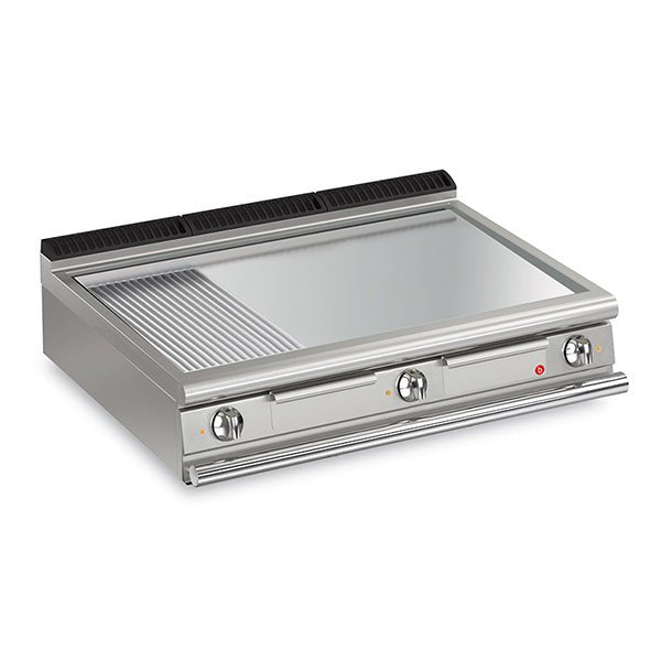 BARON 3 Burner Electric Fry Top With 2/3 Smooth 1/3 Ribbed Chrome Plate And Thermostatic Control - Whisk Hospitality - Q90FT/E1225