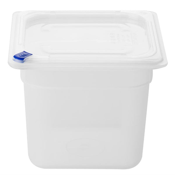 Hygiplas Click PP 1/6 GN with Lid & 7 Colour clips - 150mm 2.2Ltr (Pack 4) FZ098 - Whisk Hospitality - FZ098