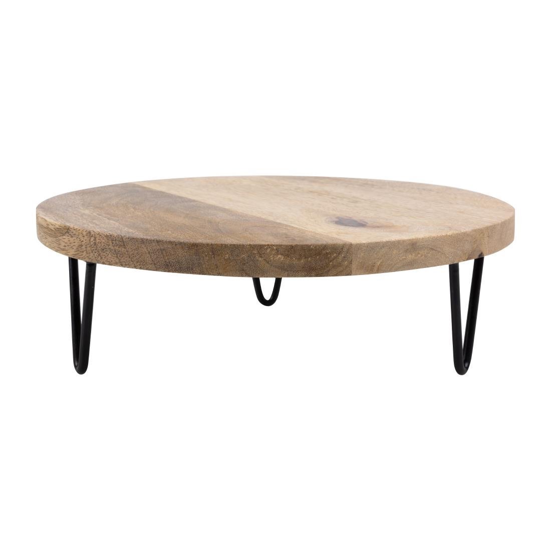 Olympia Round Display Stand Mango Wood with Metal Legs - 300x80mm HY752 - Whisk Hospitality - HY752