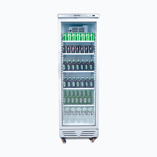 Bromic Upright Display Fridge - 372L - 1 Door - Flat Glass - White with Silver Trim - Whisk Hospitality - GM0374-NR