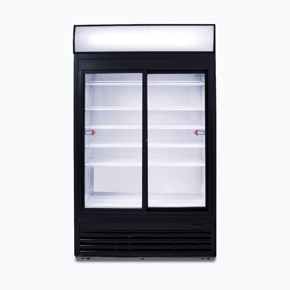 Bromic Upright Display Fridge - 945L - 2 Doors - Sliding - Flat Glass - Lightbox - Whisk Hospitality - GM0980LS-NR
