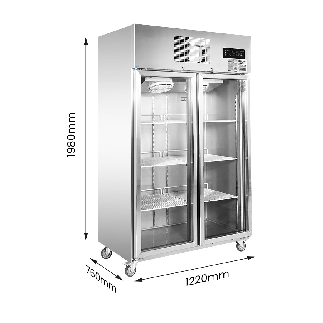 Thermaster Double Door Upright Display Fridge - SUCG1000 - Whisk Hospitality - SUCG1000