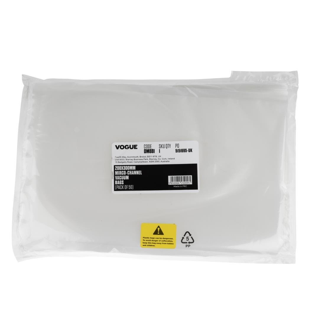 Vogue Vacuum Pack Bag - 200x300mm (Pack 50) DM881 - Whisk Hospitality - DM881