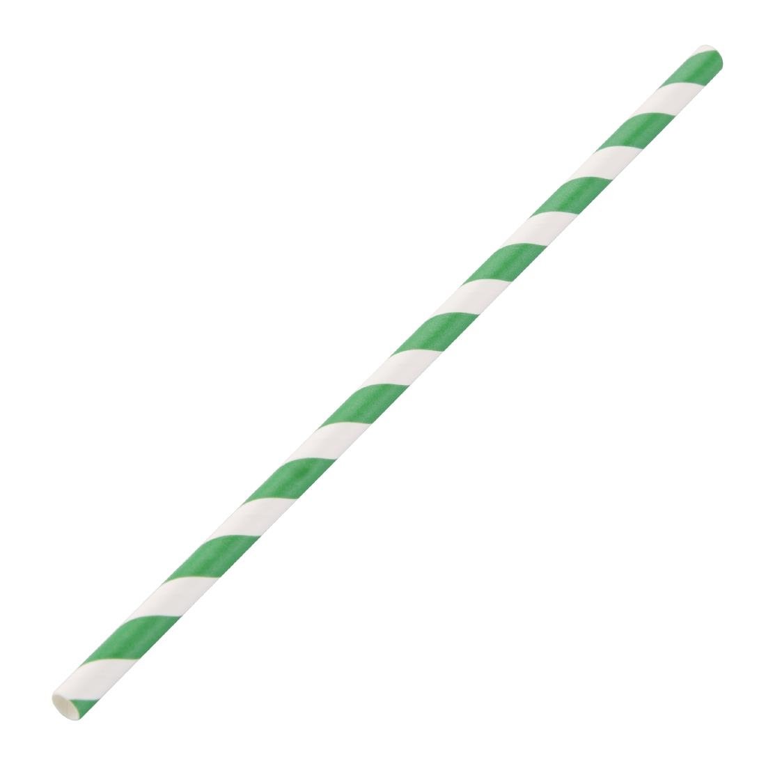 Fiesta Compostable Paper Straw Green & White Stripe - 6mm (Box 250) DE928 - Whisk Hospitality - DE928