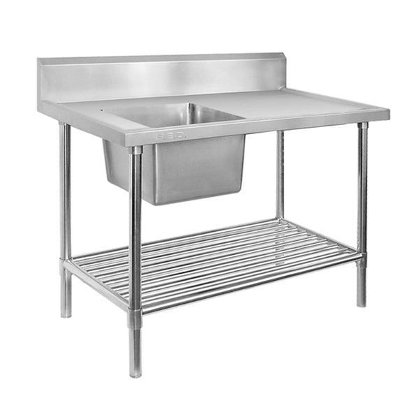 Single Left Sink Bench with Pot Undershelf SSB7 - 1500L/A - Whisk Hospitality - SSB7-1500L/A