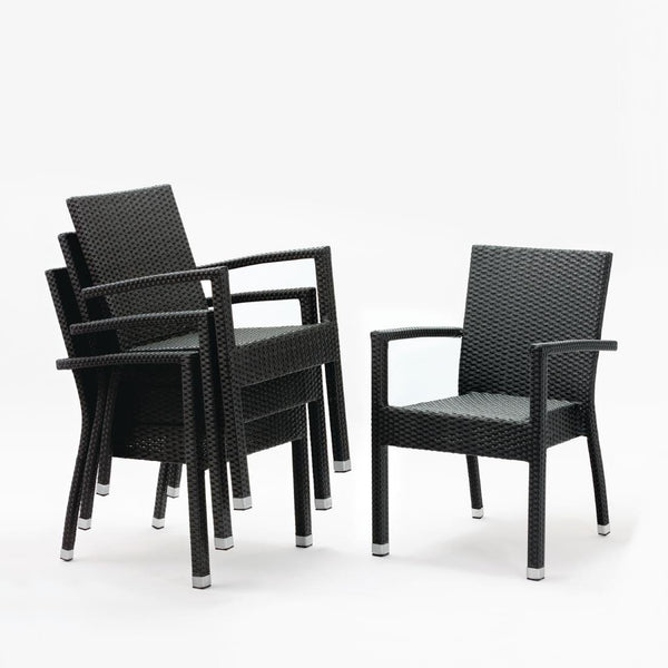 Bolero Wicker Arm Chair Charcoal (Pack 4) DL477 - Whisk Hospitality - DL477