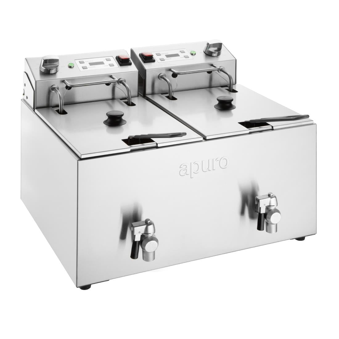 Apuro Double Electric Fryer with Timer - 2x8Ltr - 2x2.9kW CU621 - A - Whisk Hospitality - CU621-A