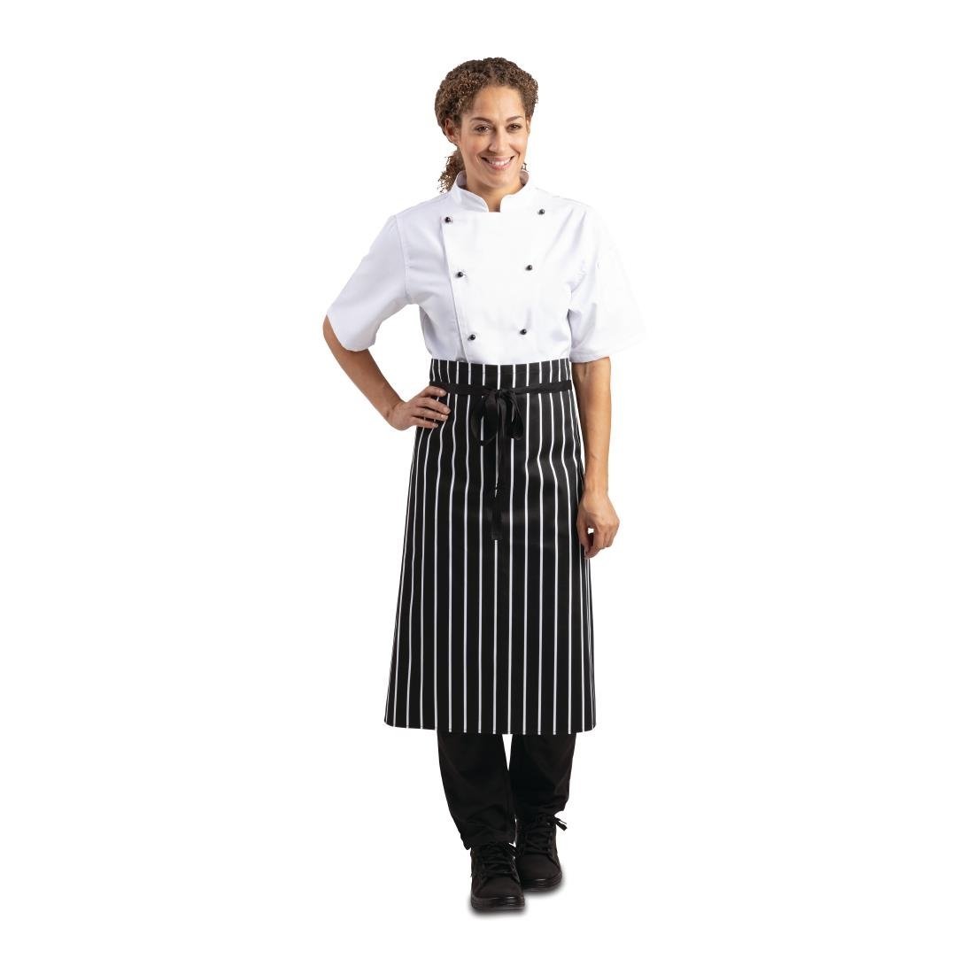 Whites Black & White Stripe Butchers Waist Apron - 760x920mm 30x36" A938 - Whisk Hospitality - A938