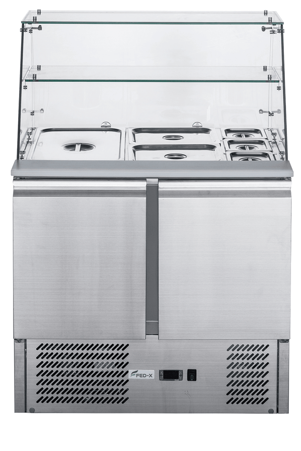 FED - X Two Door Salad Prep Fridge with Glass Top - XS900GC - Whisk Hospitality - XS900GC