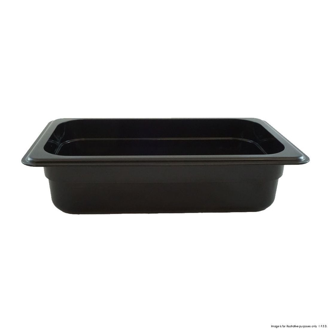 Food tek Black Poly 1/3 x 100 mm Gastronorm Pan - JW-P134B (1 Pack) - Whisk Hospitality - JW-P134B