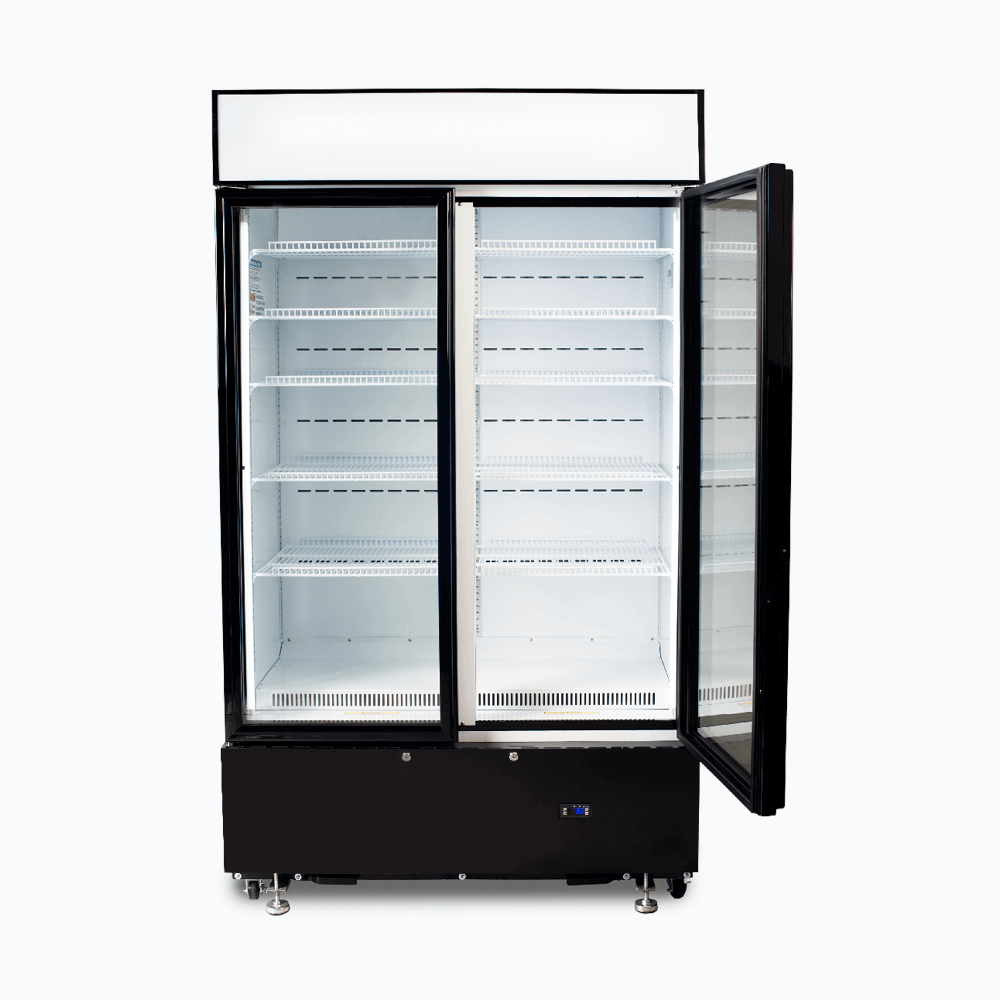 Bromic Upright Display Fridge - 960L - 2 Doors - Flat Glass - Cassette - Black - Whisk Hospitality - GM1000LBCAS
