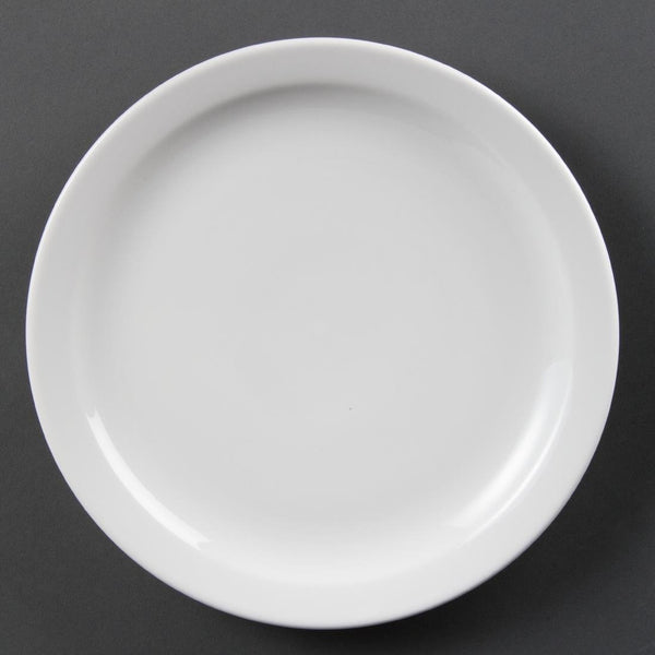 Olympia Whiteware Narrow Rimmed Plate - 25cm 10" (Box 12) CB490 - Whisk Hospitality - CB490