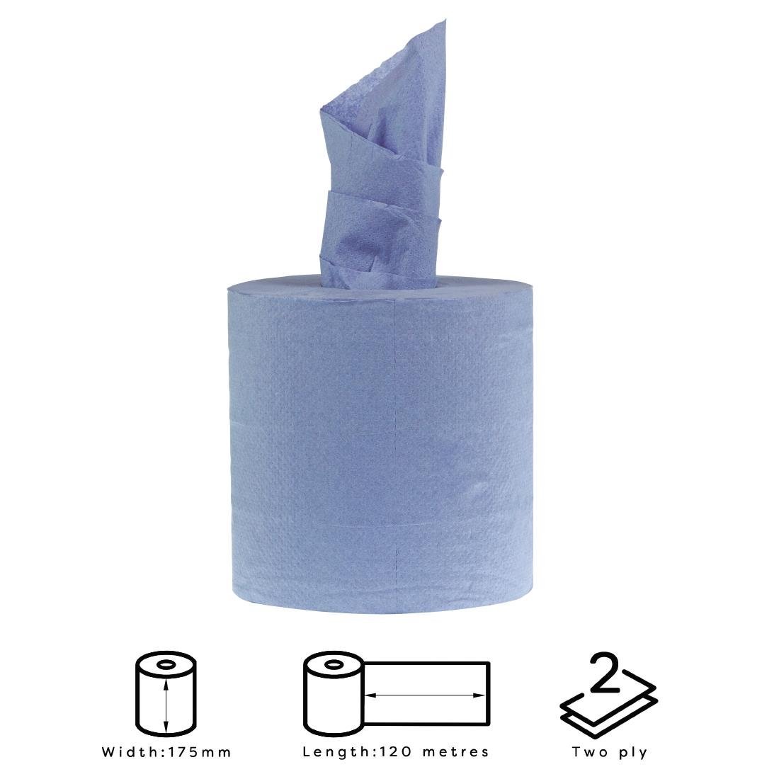 Jantex Centre Feed Roll Blue 2ply 480 sheets (Pack 6) DL921 - Whisk Hospitality - DL921