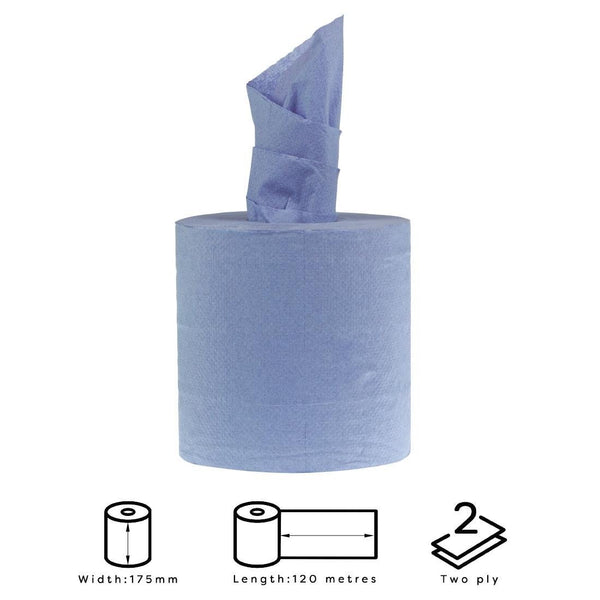 Jantex Centre Feed Roll Blue 2ply 480 sheets (Pack 6) DL921 - Whisk Hospitality - DL921