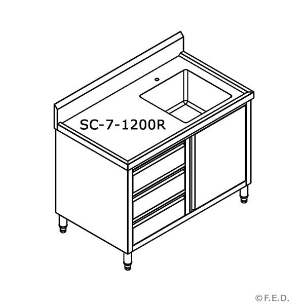 SC - 7 - 1200R - H CABINET WITH RIGHT SINK - Whisk Hospitality - SC-7-1200R-H