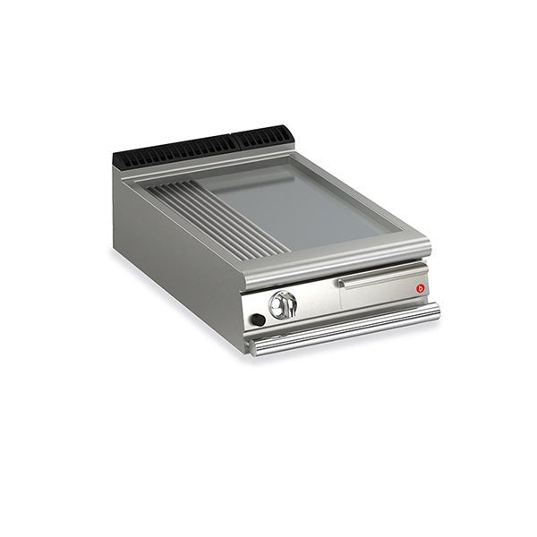 BARON 2 Burner Gas Fry Top With 2/3 Smooth 1/3 Ribbed Mild Steel Plate And Thermostatic Control - Whisk Hospitality - Q90SFT/G820
