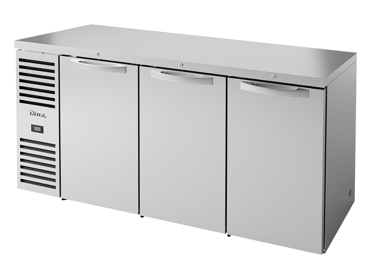 True Refrigeration Bar Refrigerator Stainless Steel Ext 3 Solid Swing Doors - TBR72 - RISZ1 - L - S - SSS - 2 - Whisk Hospitality - TBR72-RISZ1-L-S-SSS-2