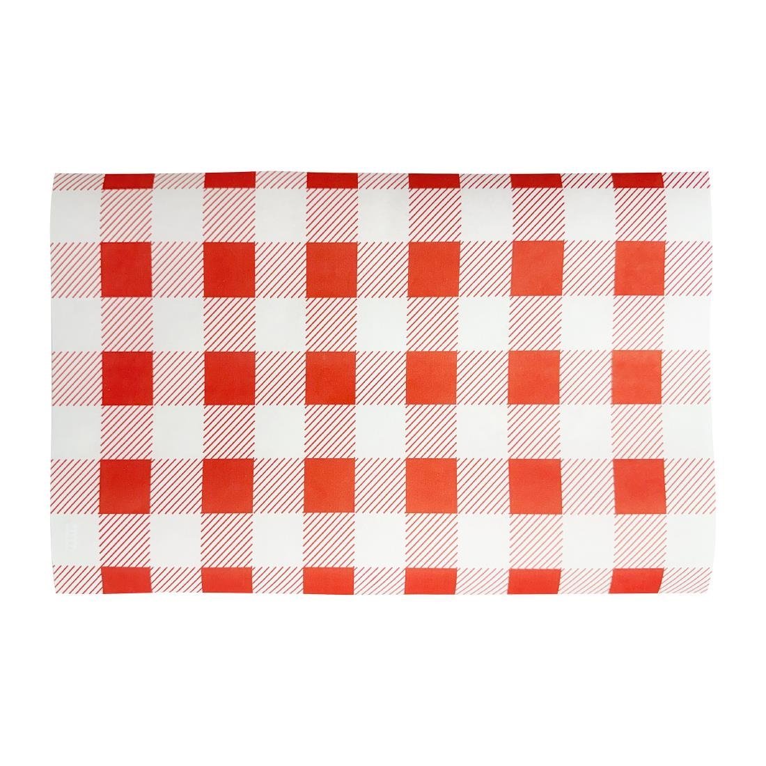 Fiesta Compostable Red Gingham Greaseproof Sheets - 310x190mm (Pack 200) HY781 - Whisk Hospitality - HY781