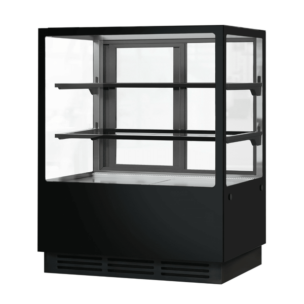 Bonvue Noir Tot 900mm 2 Shelves Square Cake Display Cabinet CVS90-2B - Whisk Hospitality - CVS90-2B