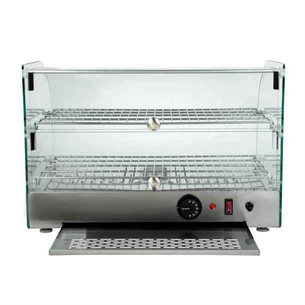 Apuro Pastry Heated Showcase Curved Glass w/Hinged Rear Doors 2 Shelves 45Ltr CK916 - A - Whisk Hospitality - CK916-A