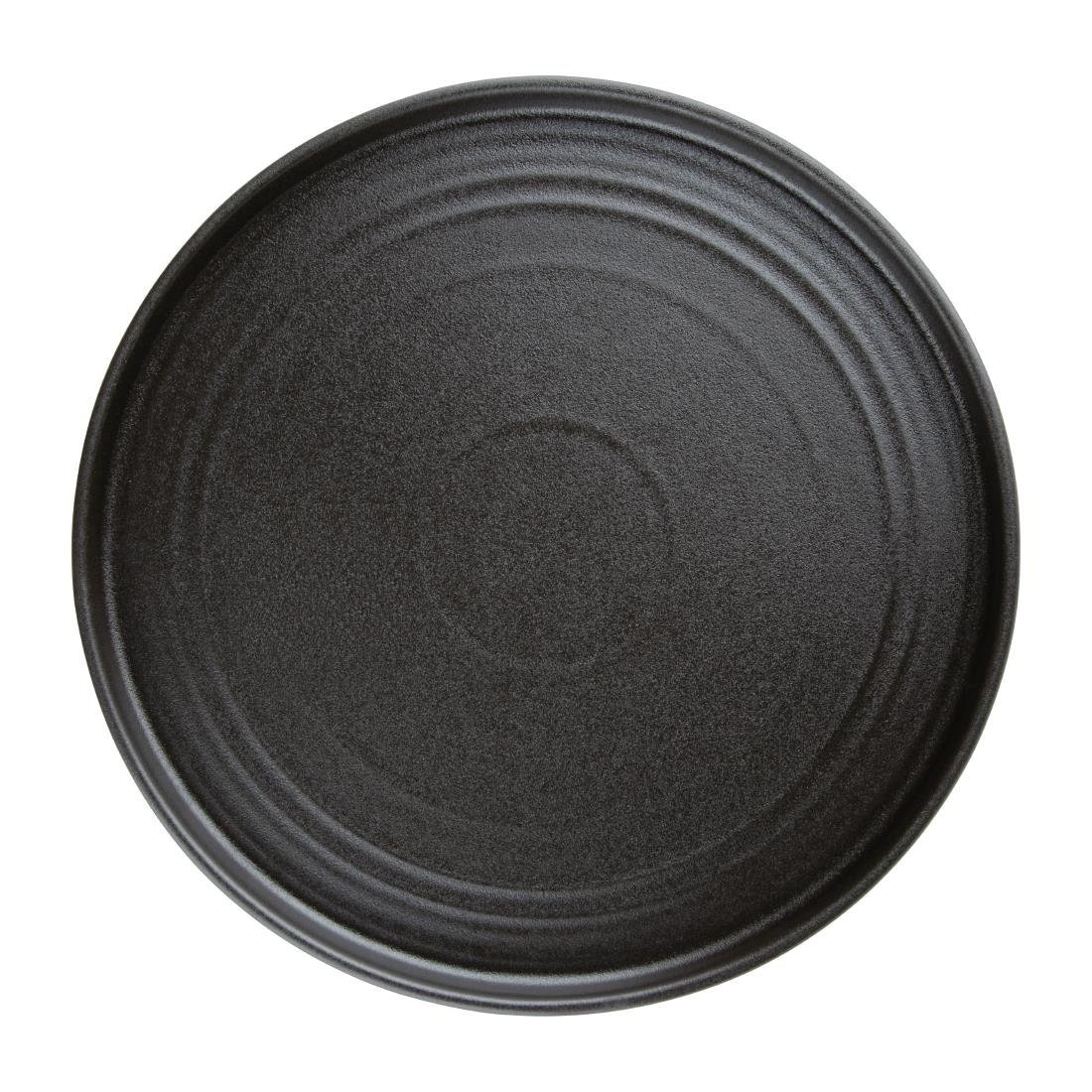 Olympia Cavolo Textured Black Flat Round Plate - 270mm (Box 4) FD910 - Whisk Hospitality - FD910