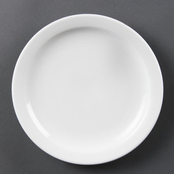 Olympia Whiteware Narrow Rimmed Plate - 20cm 8" (Box 12) CB488 - Whisk Hospitality - CB488