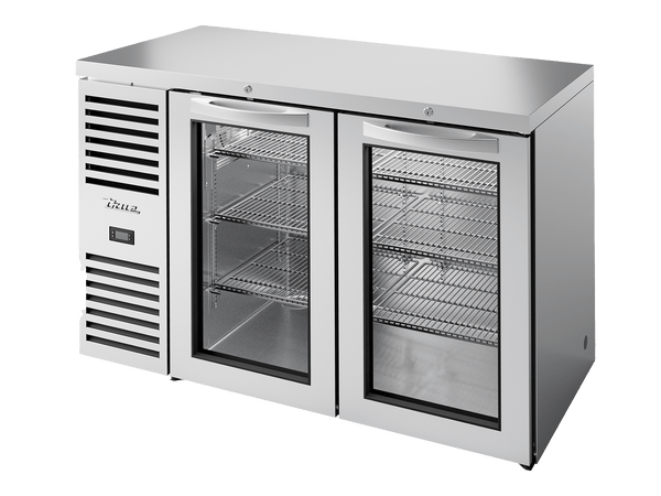 True Refrigeration Bar Refrigerator Stainless Steel Ext 2 Glass Swing Doors - TBR52 - RISZ1 - L - S - GG - 2 - Whisk Hospitality - TBR52-RISZ1-L-S-GG-2