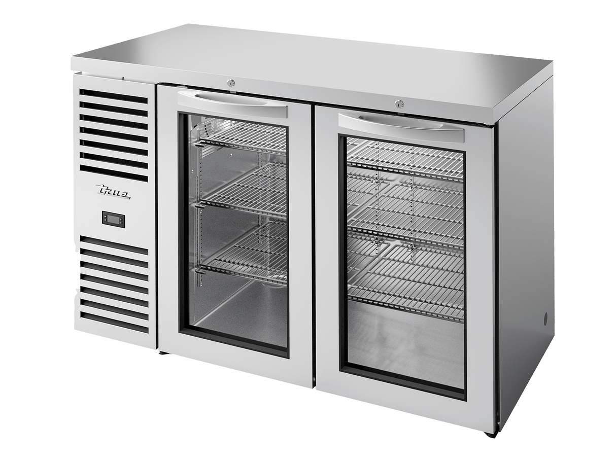 True Refrigeration Bar Refrigerator Stainless Steel Ext 2 Glass Swing Doors - TBR52 - RISZ1 - L - S - GG - 2 - Whisk Hospitality - TBR52-RISZ1-L-S-GG-2