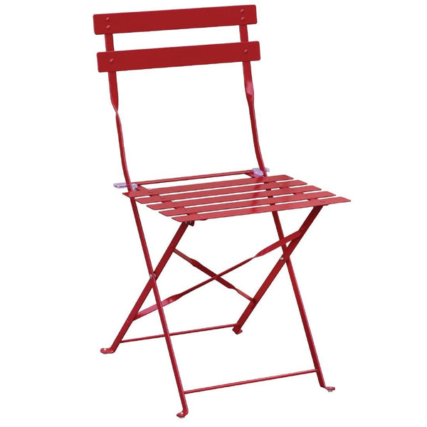 Bolero Red Pavement Style Steel Folding Chairs (Pack 2) GH555 - Whisk Hospitality - GH555