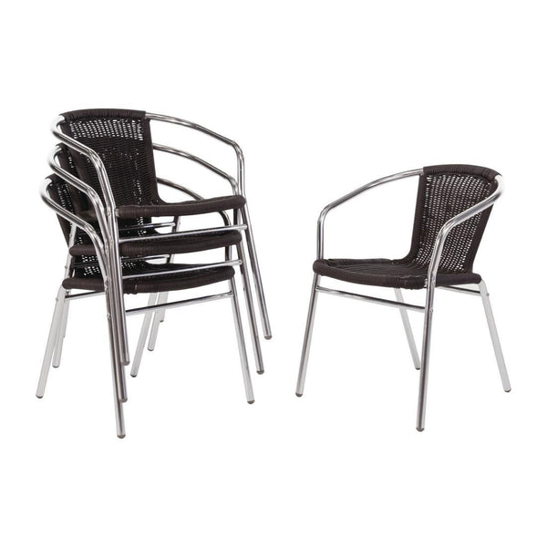 Bolero Black Wicker Chair with Aluminium Frame (Pack 4) U507 - Whisk Hospitality - U507