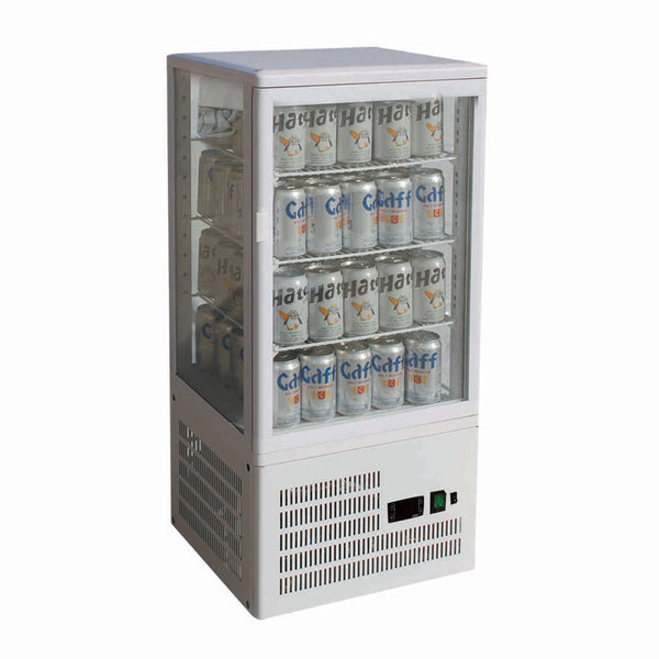 Thermaster TCBD78W Four-Sided Countertop Beverage Display Fridge White - Whisk Hospitality - TCBD78W