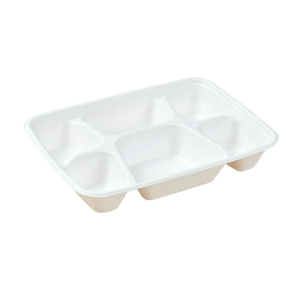 PakMax Sugarcane 6-Compartment Lunch Tray LT-61 - Whisk Hospitality - LT-61