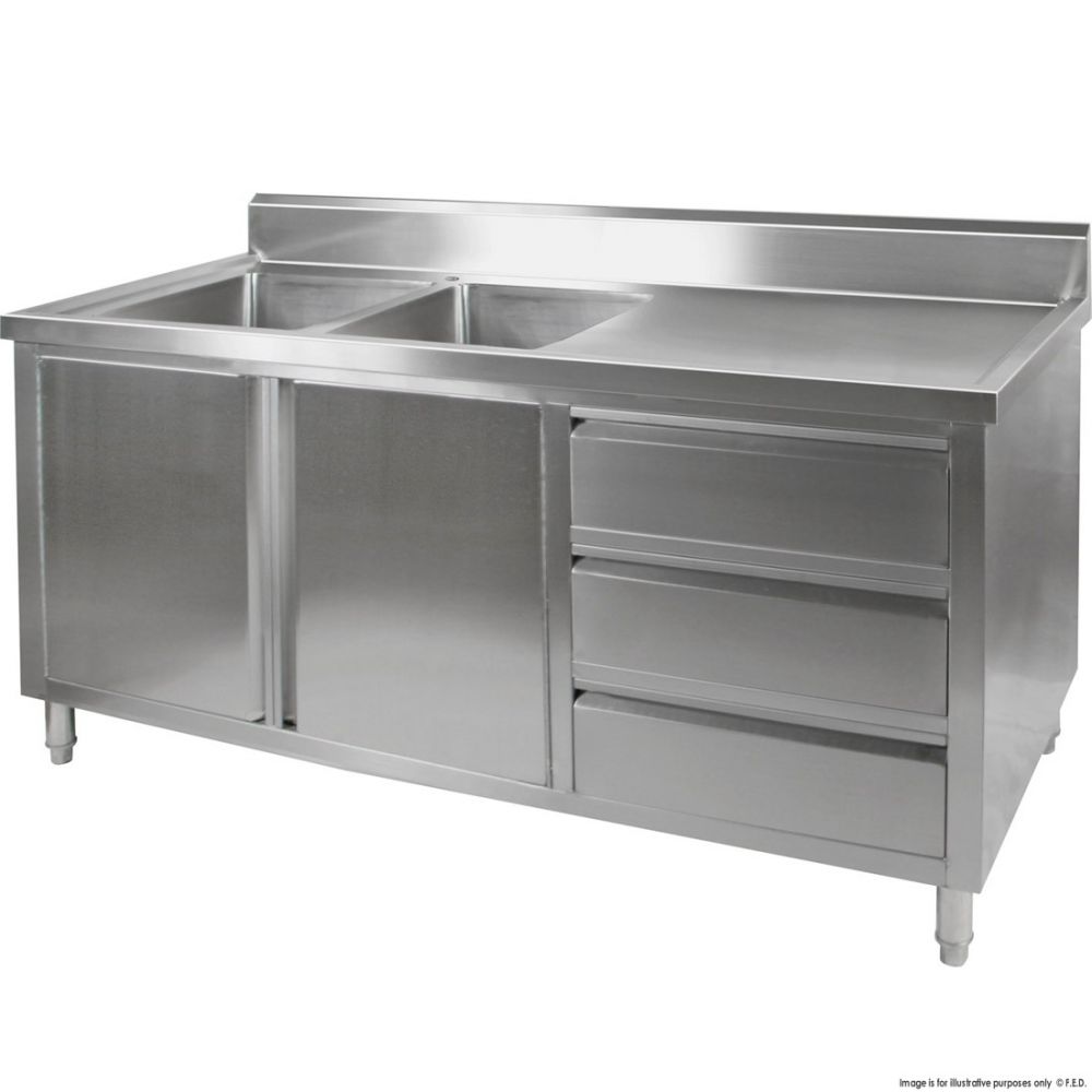 DSC - 2400L - H KITCHEN TIDY CABINET WITH DOUBLE LEFT SINKS - Whisk Hospitality - DSC-2400L-H-new