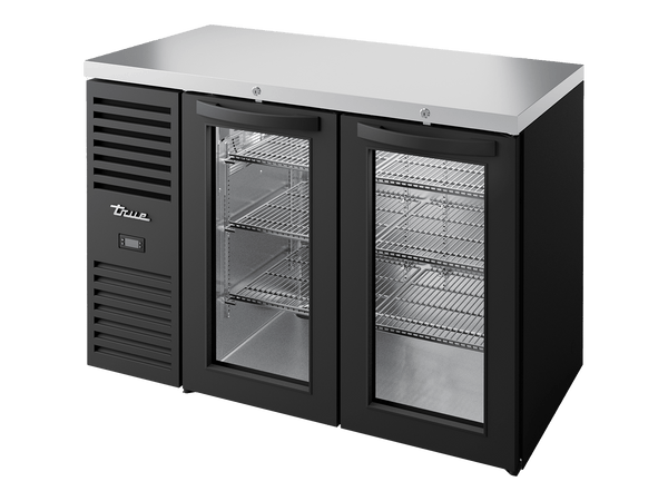 True Refrigeration Bar Refrigerator Black Ext 2 Glass Swing Doors - TBR48 - RISZ1 - L - B - GG - 2 - Whisk Hospitality - TBR48-RISZ1-L-B-GG-2